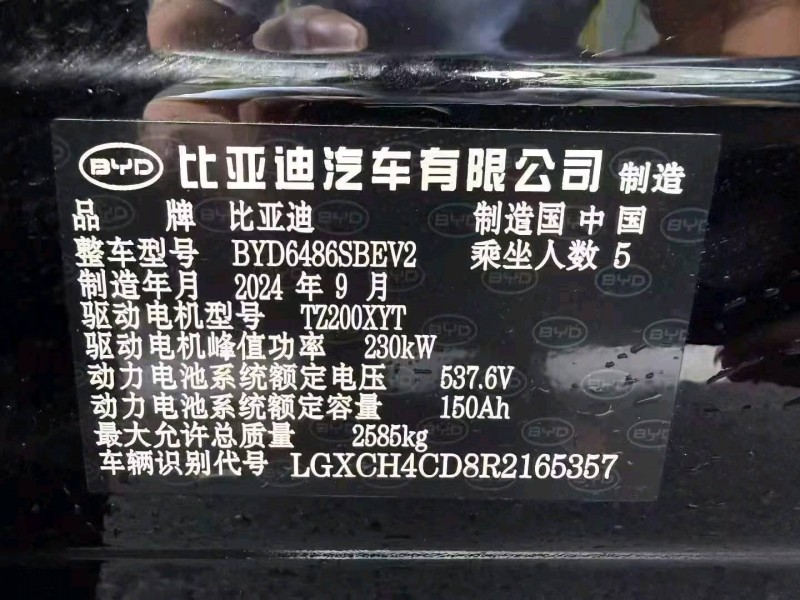 衢州24年比亞迪海獅7